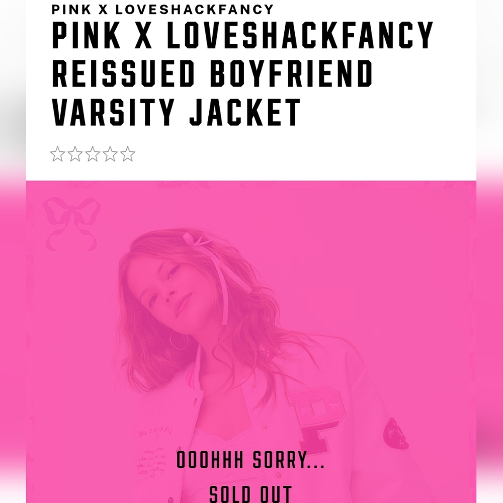 VS PINK × LOVESHACKFANCY COLLAB RE-ISSUED BOYFRIEND VARSITY JACKET - Picture 4 of 13
